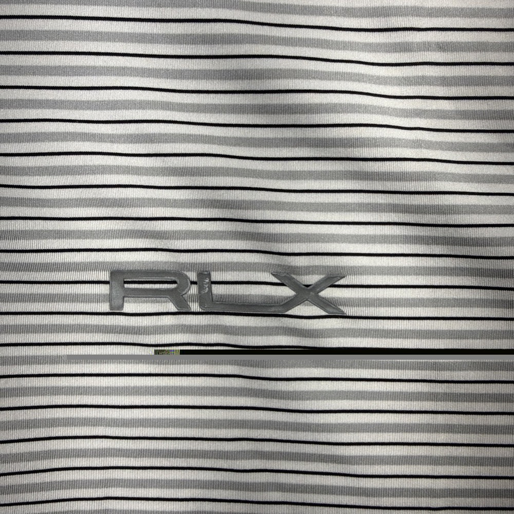 RLX Ralph Lauren Mens Large Short Sleeve Striped Golf Polo Shirt White Stretch - Picture 4 of 11